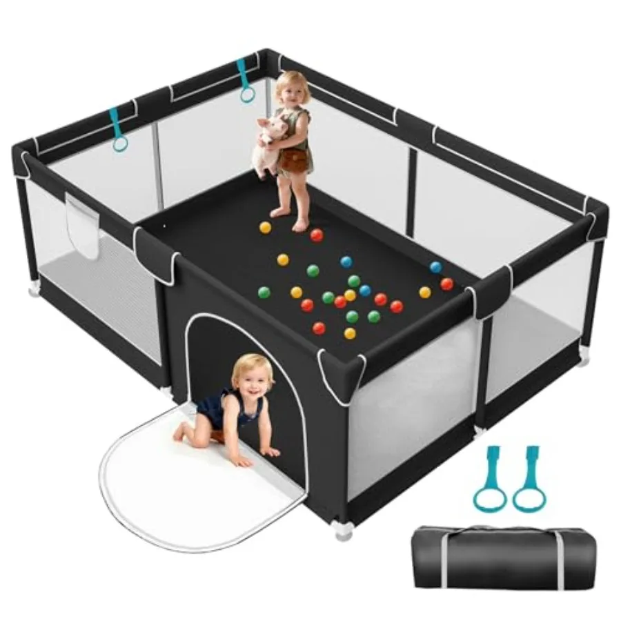 

74x50 in Playpen for Babies and Toddlers - Indoor and Outdoor Extra Large Baby Play Pen with Soft Breathable Mesh and External