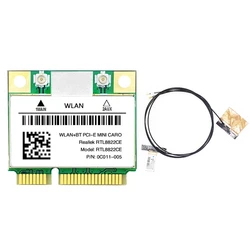 RTL8822CE Wifi Card+Antenna 802.11AC Network Mini Pcie BT5.0 Support Laptop/PC Windows 10/11