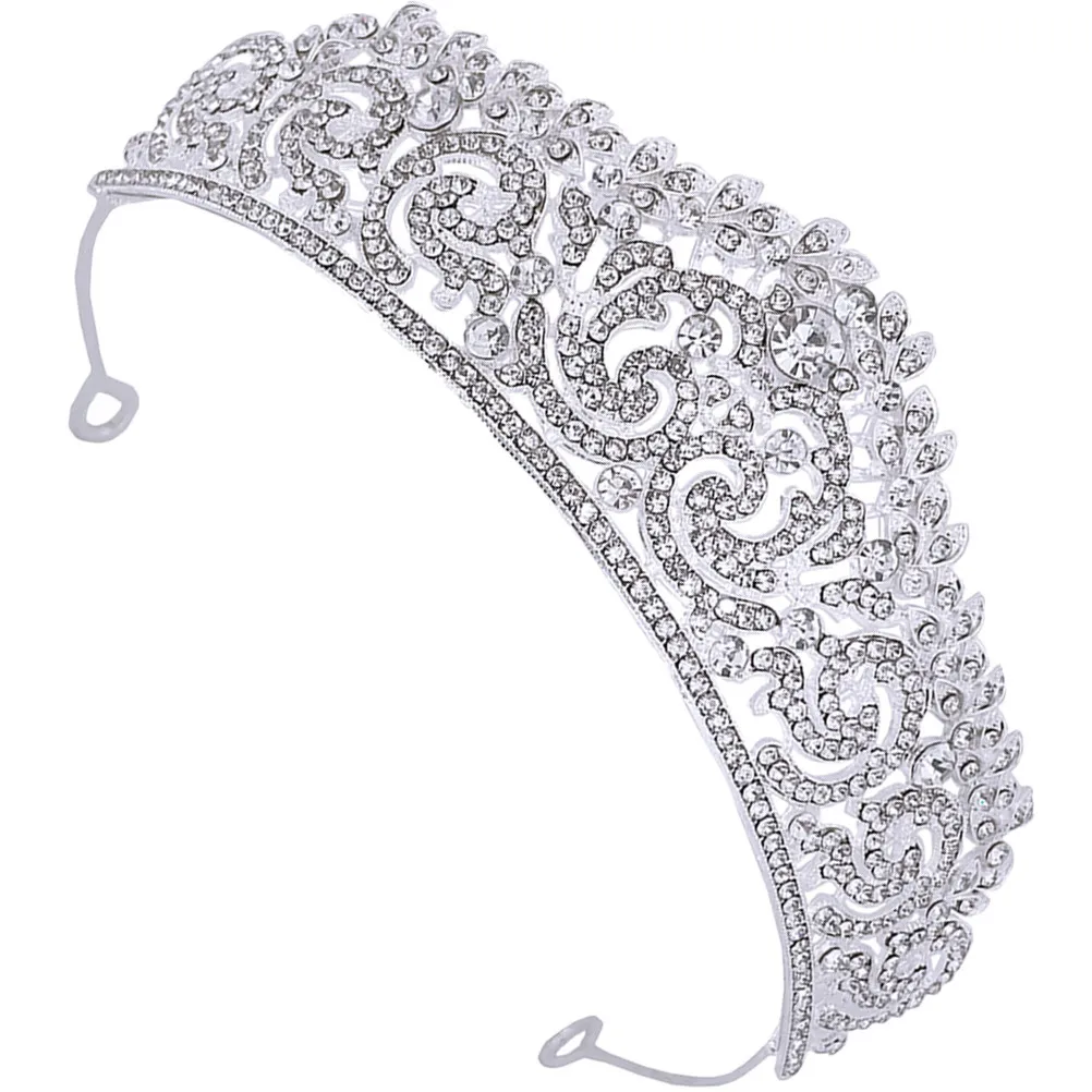 Delicate Glitter Bridal Tiara Rhinestone Design Elegant Style Wedding Hair Ornament Lightweight Comfortable Tiara for Women