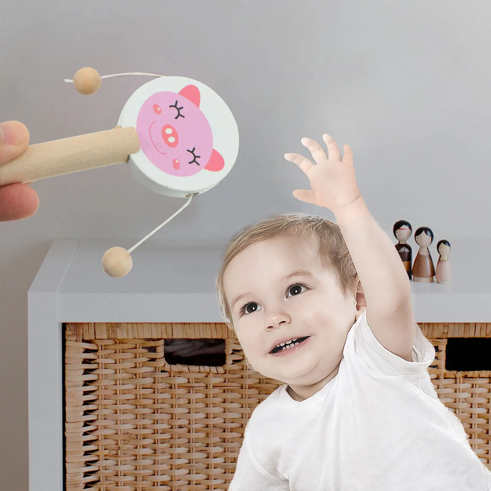 

5Pcs Wooden Rattle Cartoon Musical Instrument Educational Early Learning Orff Instrument Puzzle Music Set for Toddlers