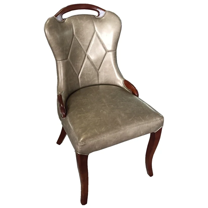 

Solid wood dining chair modern simple fashion creative home restaurant hotel leather backrest light luxury full chair