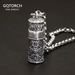 Sterling Silver 999 Vajra Pestle Amulet Charm Om Mani Padme Hum Pendant Necklace Openable Gawu Box Buddhist Jewelry