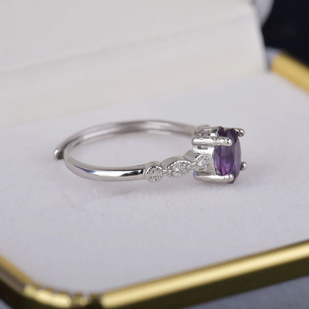 ITSMOS Natural Topaz Rings Gemstone Genuine Amethyst Silver Bands Diamond Dainty Fashion Fine Jewelry for Women Gift