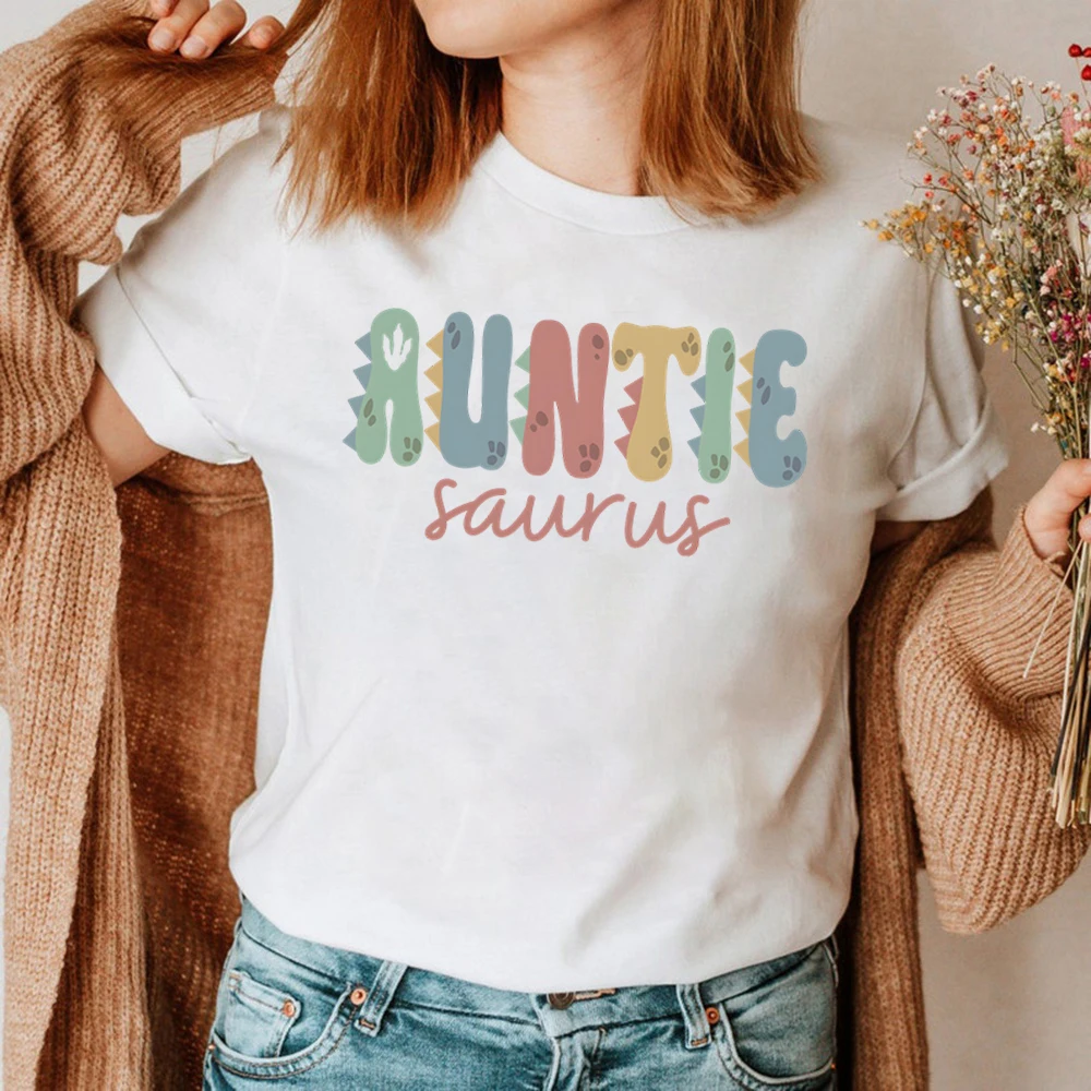 Cartoon Letter Uncle Auntie Print T Shirt Couple Fashion Casual Family Matching Shirt Funny Short Sleeve Women Kawaii T-shirt