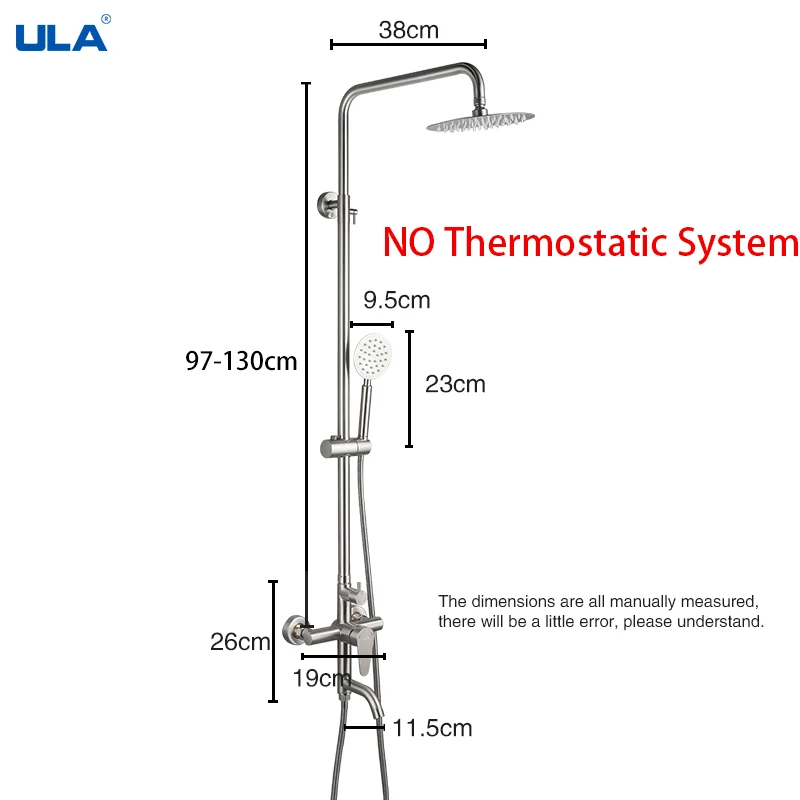 ULA Stainless Steel Shower Faucet Waterfall Bathroom Faucet Shower Set Rainfall Shower System Hot Cold Water Shower Mixer