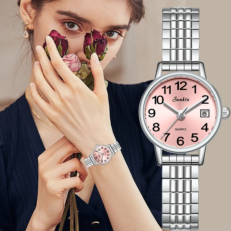 

LIGE Sunkta Elegant Small Dial Watches for Women Fashion Auto Date Quartz Woman Wristwatch Ladies Bracelet Reloj Mujer with Box