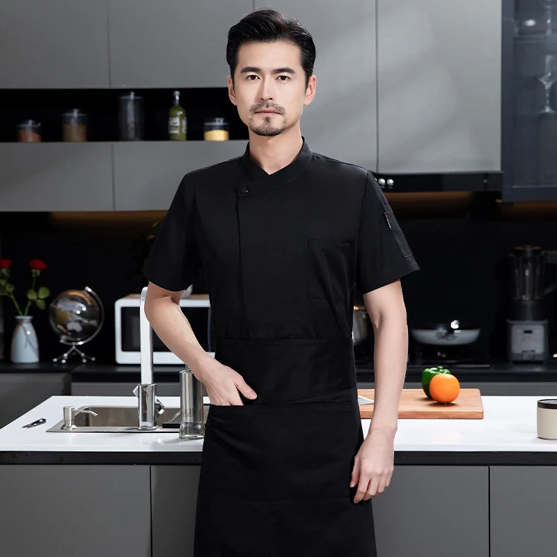 Uniformes de trabajo de Chef de Catering, ropa de verano de manga corta para hombre, chaqueta de cocinero de cocina para Hotel, restaurante, cantina, repostería y cocina