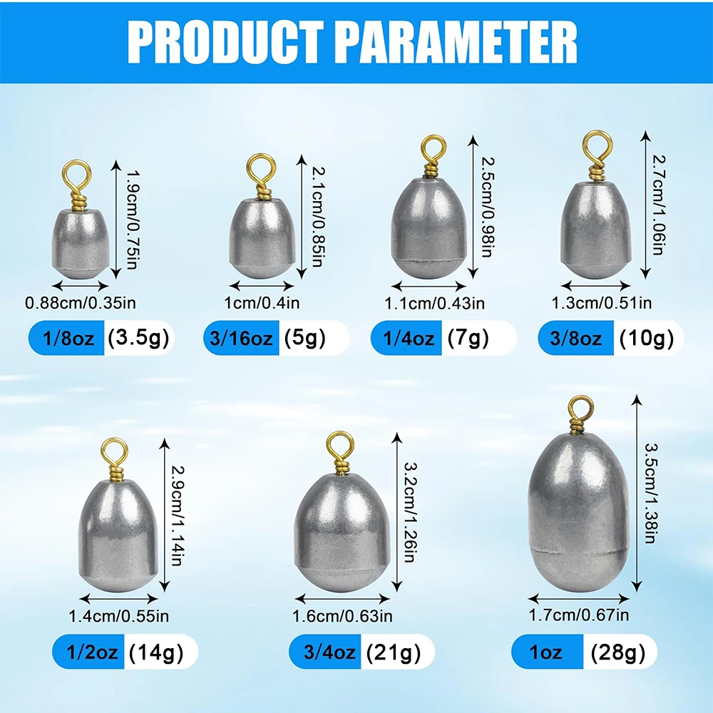 15Pcs Iron Fishing Weights Sinkers Kit Bass Casting Sinkers Weights Drop Shot Catfish Weights Sinkers for Saltwater Freshwater