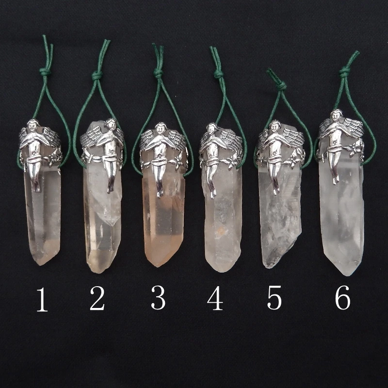 925 Sterling Silver Angel Necklace Pendant Men,Natural Stone Quartz Luxury Quality Jewelry New 70x21x22mm 35g