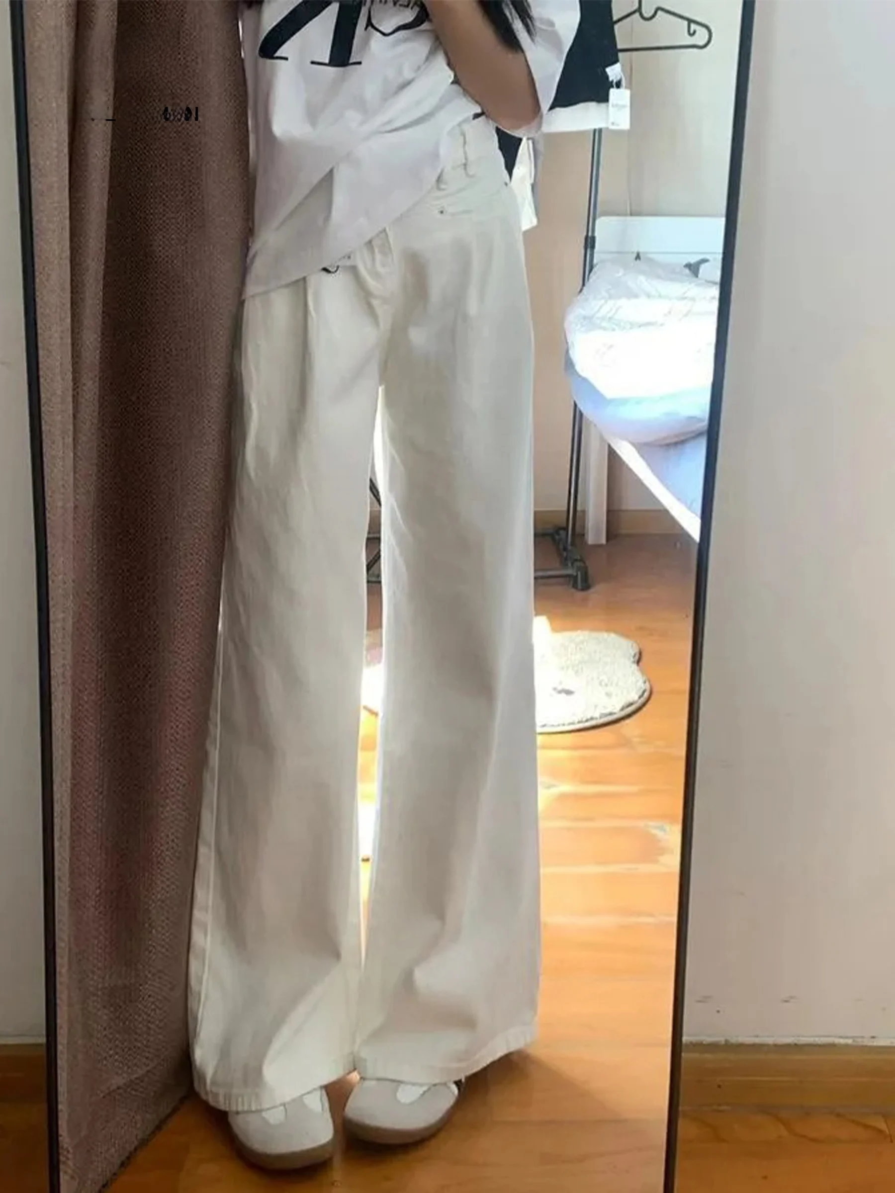 

Американские ретро-джинсы с широкими штанинами и прямым кроем для женщин, летние, в стиле Hot Girl, свободного кроя, с высокой талией, из денима, повседневные, весна 2026