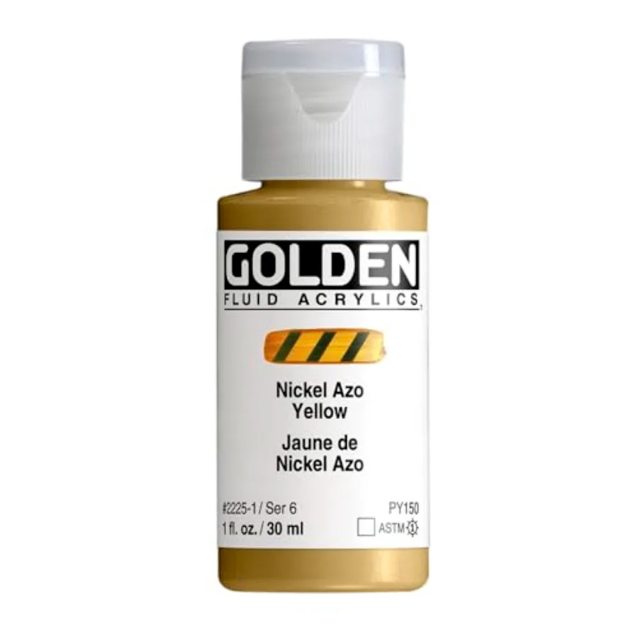

Fluid Acrylics, Nickel Azo Yellow, 1 fl. oz. Bottle, Professional Acrylic Paint, Transparent
