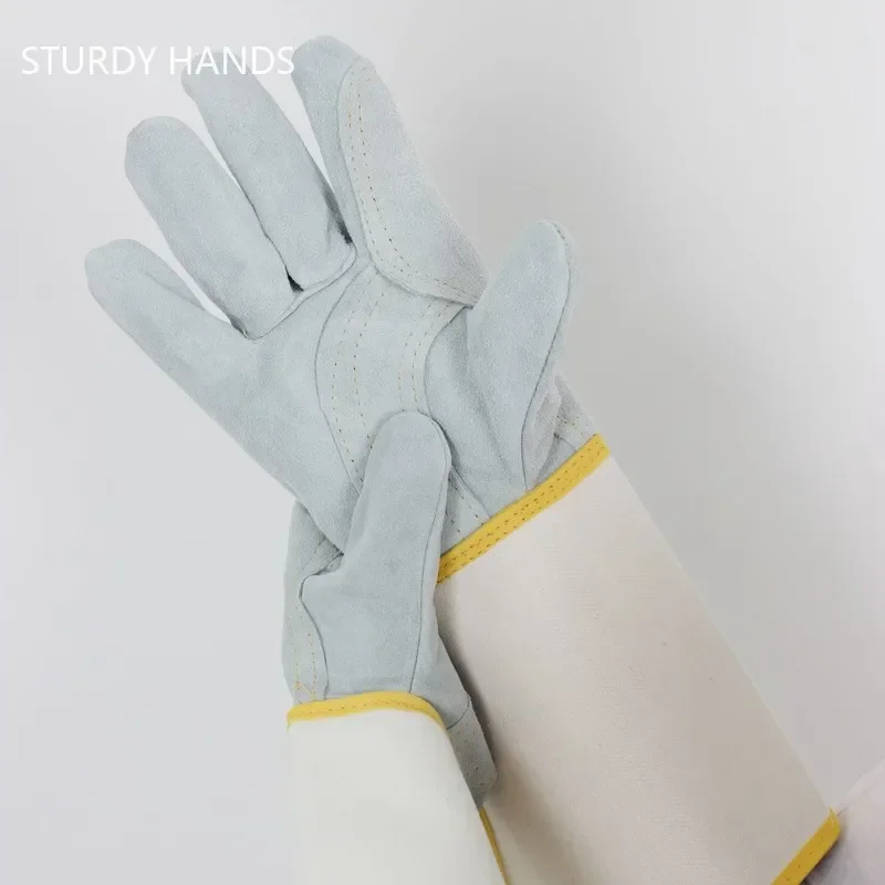 Welders Work Gloves Leather Fireproof Durable Stab-resistant Gloves Kitchen Sleeves Extended Protection High Temperature Gloves