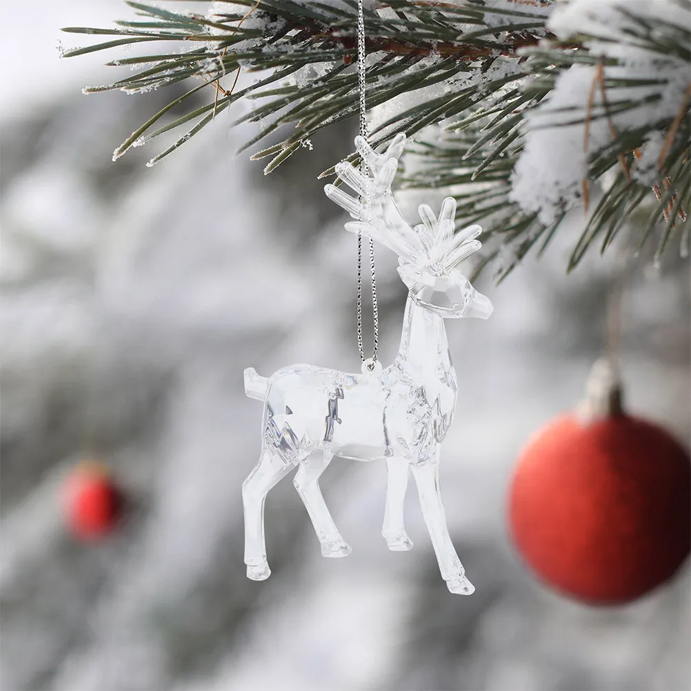 

6Pcs Clear Reindeer Ornaments Transparent Acrylic Decorations for Holiday DIY Party Hanging Desktop Christmas Table Decor