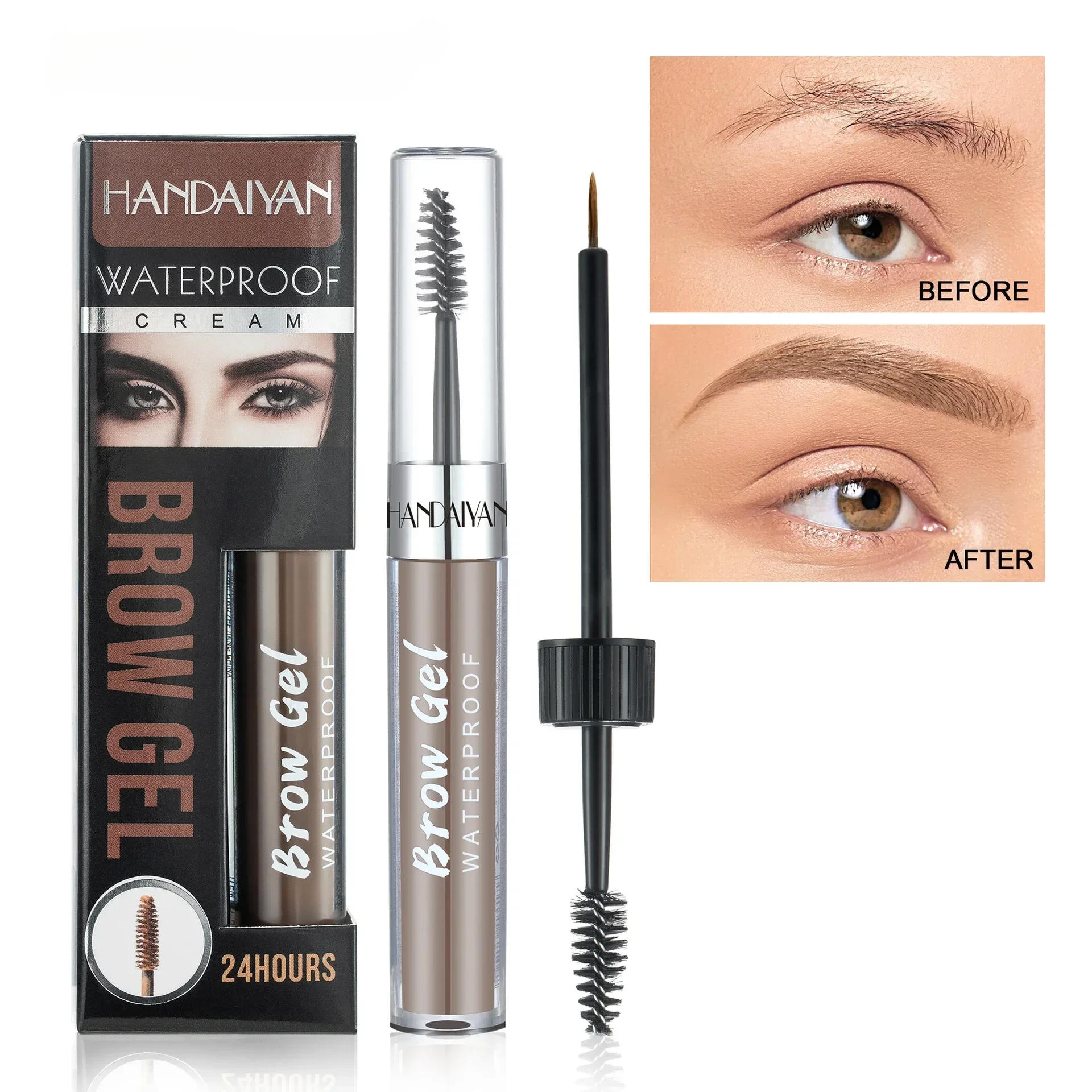 Heallor 8 Color Liquid Eyebrow Cream Gel Waterproof Not Easy To Smudge Dyeing Eyebrow Tattoo Tint Double Head with Eyebrow Masca