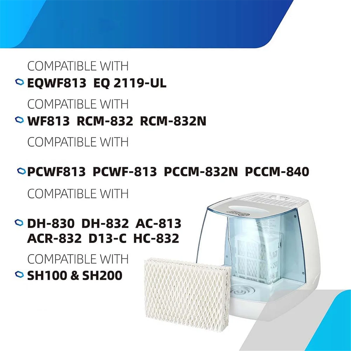 Фитиль для увлажнителя WF813, Сменный фильтр для EQWF813, совместимый с RCM832, RCM-83 PCWF813 PCCM 840, 4 упаковки