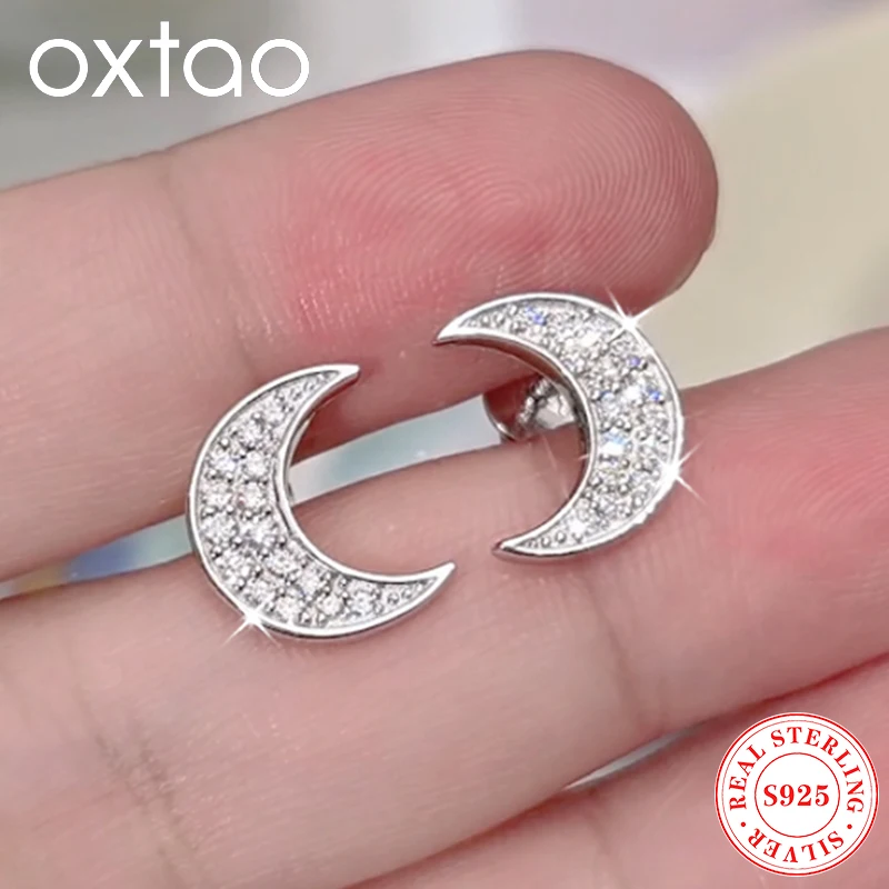 

Изысканные серьги-гвоздики OXTAO с муассанитом, сертифицированные, оригинальные, из серебра 925 пробы, для пирсинга, женские, свадебные украшения, в корейском стиле