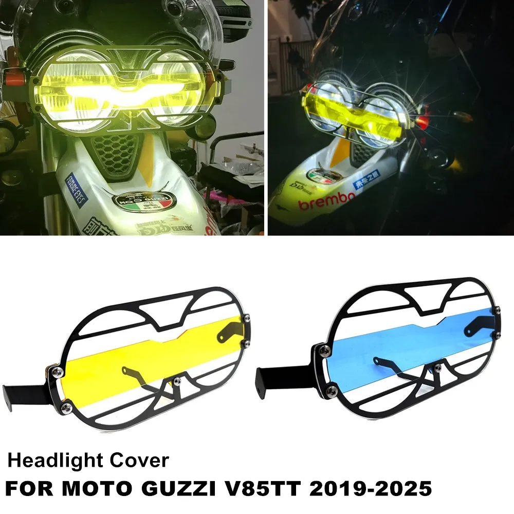 

For Moto Guzzi V85TT V85 TT 2019-2025 Motorcycle Folding Headlight Head Light Guard Protector Grill Double Protection Cover