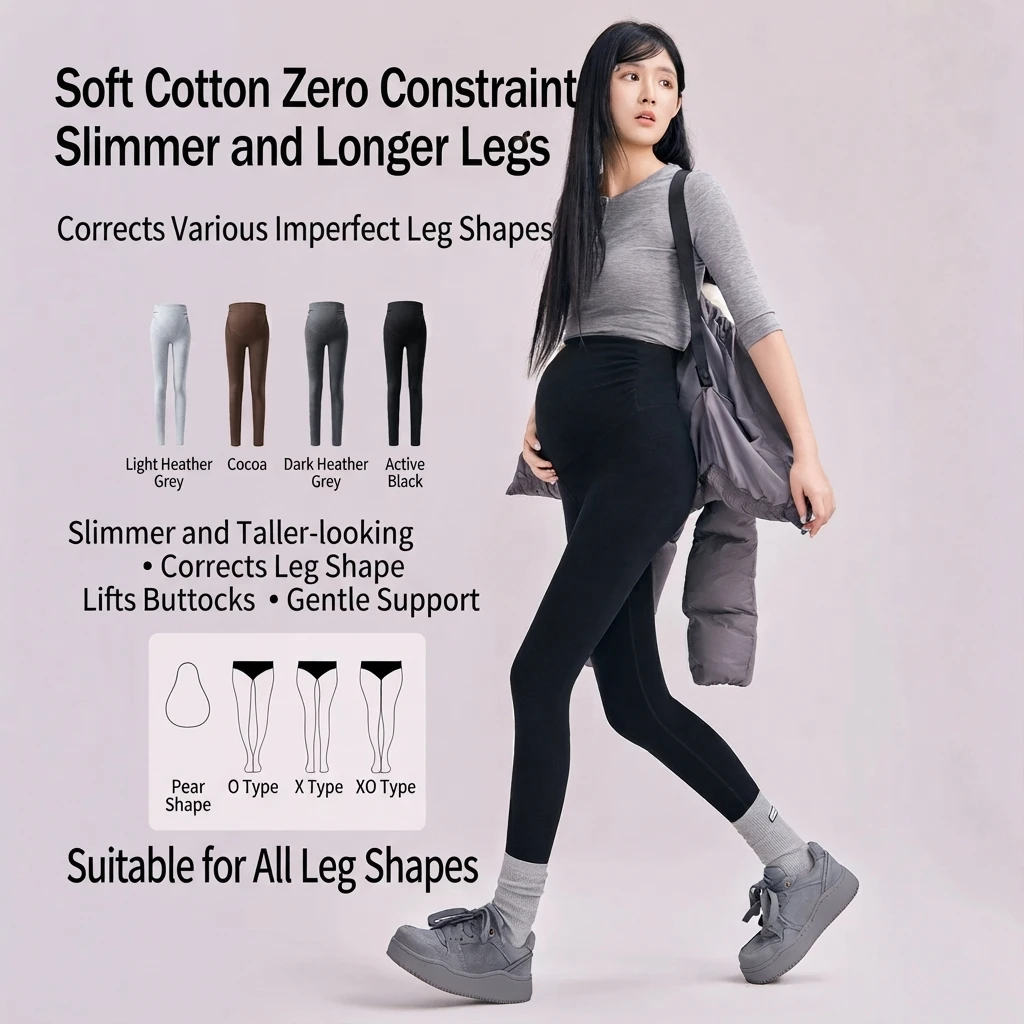 Maternity Leggings Cotton High Waist Belly Support Thin Autumn Winter Outer Wear Nine Point Pants Solid Casual Slim Fit Women
