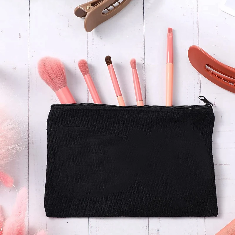 Bulk Pencil Pouches Kit 80 Pack With Zipper,Black Blank DIY Craft Canvas Cosmetic Bag Pouch 80 Pack With Zipper, Black