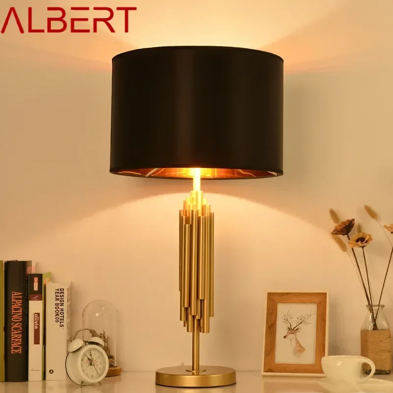 ALBERT Contemporary Dimming Table Lamp LED Creative Classics Black Lampshade Desk Light for Home Living Room Bedroom