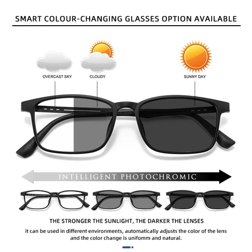 Imagen 2 del producto CLLOIO gafas de lectura ultraligeras de titanio con patillas antirayos azules, gafas fotocromáticas graduadas para miopía con índice 1,56