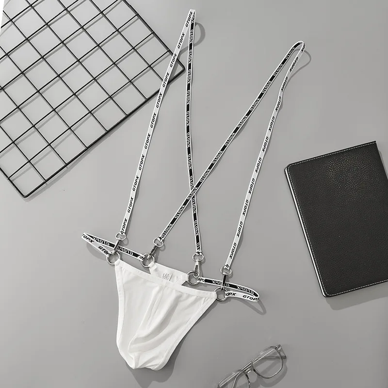 GTOPX MAN Men's Low Rise Suspender Straps Thong U-Pouch Butt Lifting Sexy Underwear Male Panties