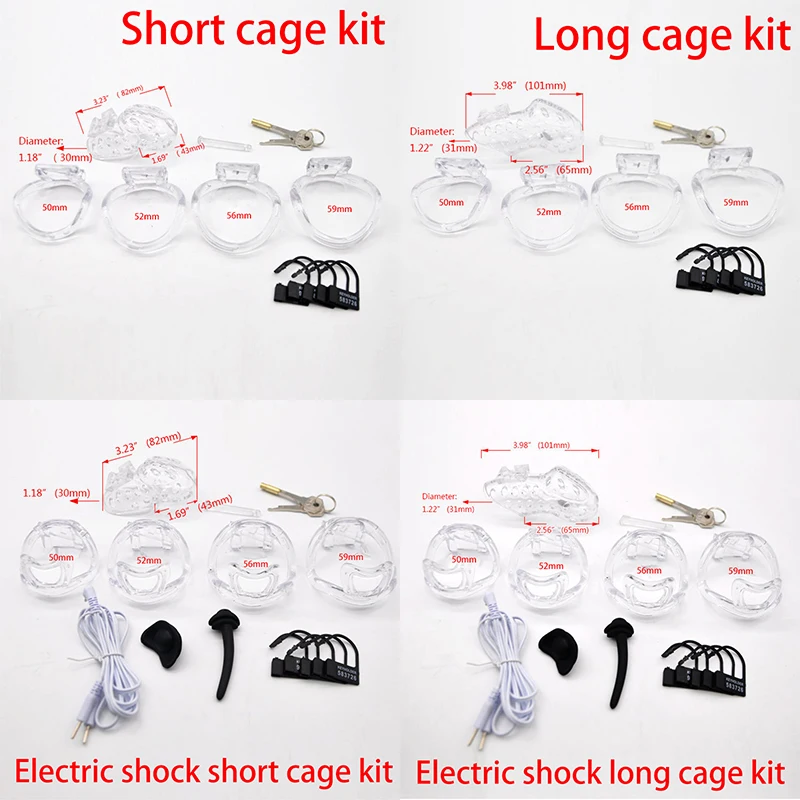 BDSM E-Stimulation Chastity Cock Cage Electric Shock Plastic Cage Penis Ring Ball Lock Electro Restraint Sex Toys for Man