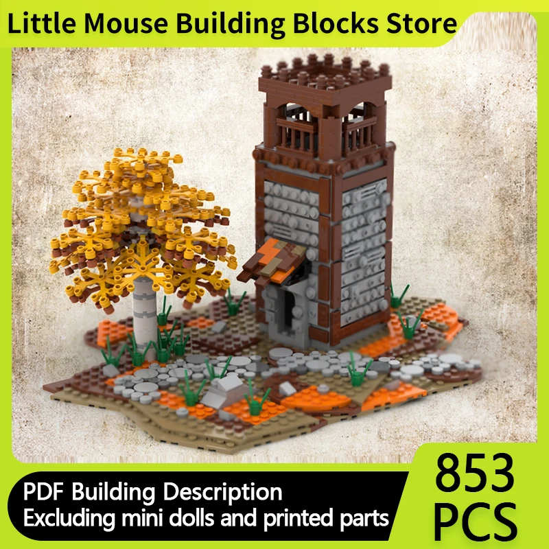 

Medieval Castle Model MOC Building Bricks Forest Watchtower Modular Technology Gifts Holiday Assemble Children Toys Suit
