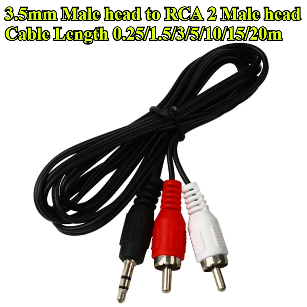 3.5mm Male to 2 RCA Male Audio Video Cable Stereo Y Splitter Cable AV Adapter 2RCA Cord Wire For DVD TV VCR PC Phone Speaker