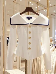 Winter White 2000s Aesthetic Elegant Cardigan Women Turn- Down Collar Design Casual Tops Female Button French Retro Chic Outfits