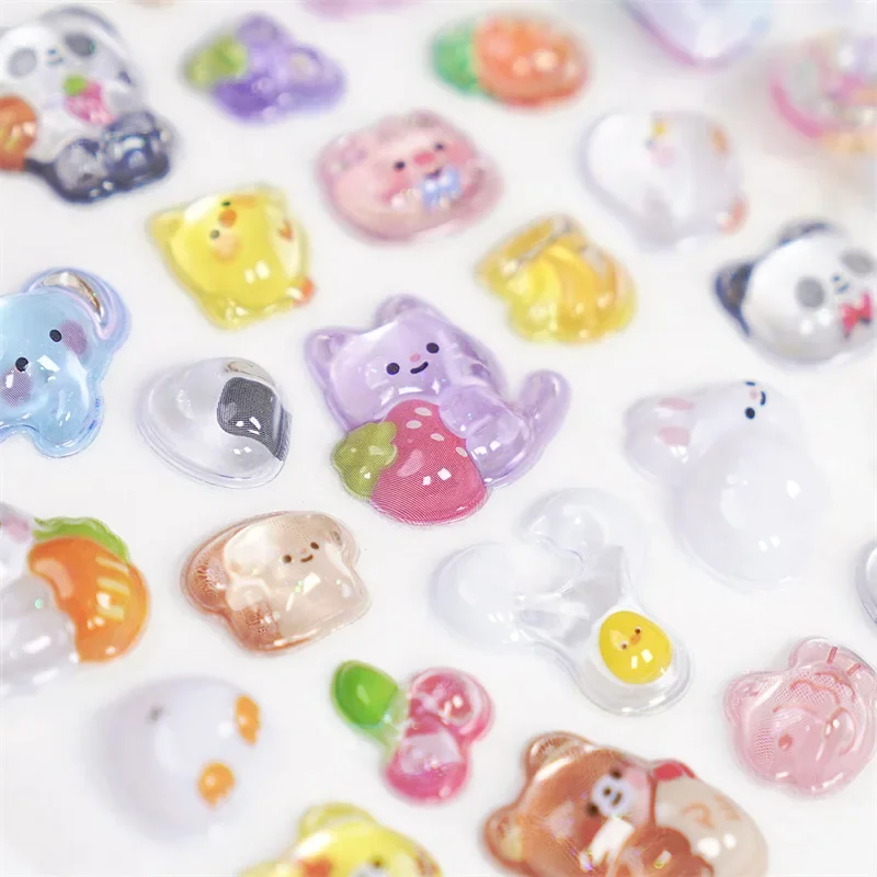 1 pc 3D Relief Stickers Scrapbooking Creative Candy Ghost Rabbit Drop Diy Diary Stationery Sticker Decor Cute Aesthetic Stickers