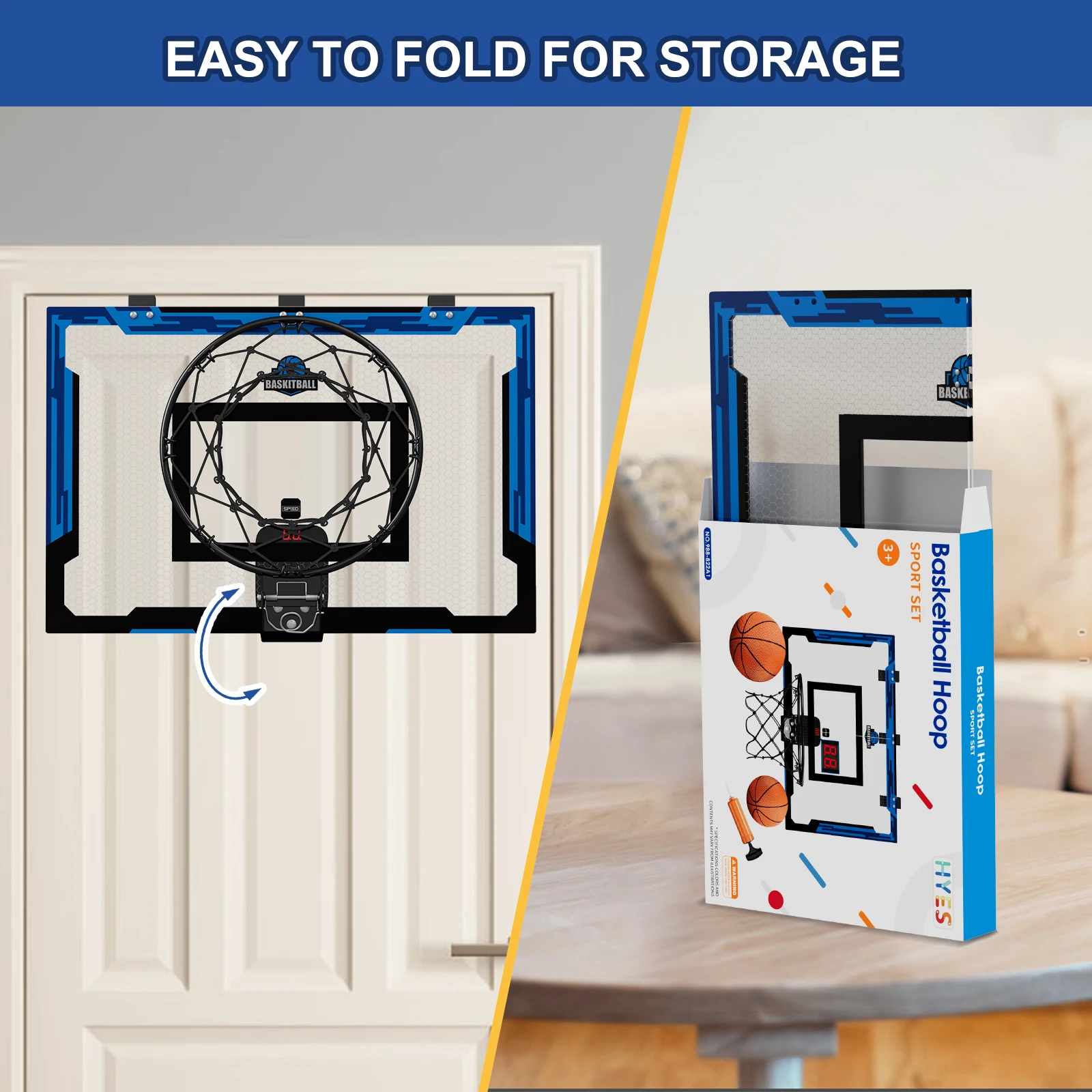 24" x 16" Large Basketball Hoop Indoor for Man Kids Teens Boys Girls Basketball Hoop with Sturdy Backboard Big Basketball Toys