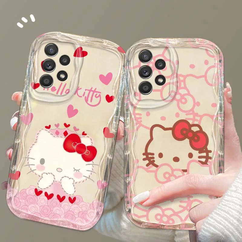 

Sanrio Cute Art Hello Kitty For Samsung S25 S24 S23 S22 S21 S20 A04 A05s A05 A06 Ultra Plus FE 5G Wave Oil Phone Case