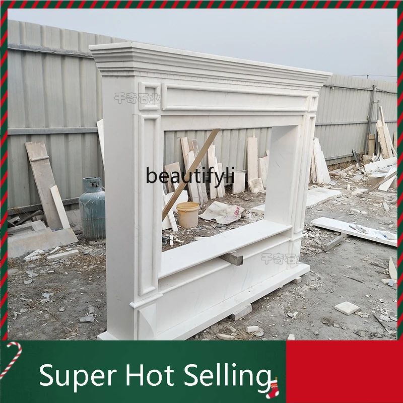 

D071 Marble fireplace TV cabinet stone carving European marble, decorative cabinet ornament stone