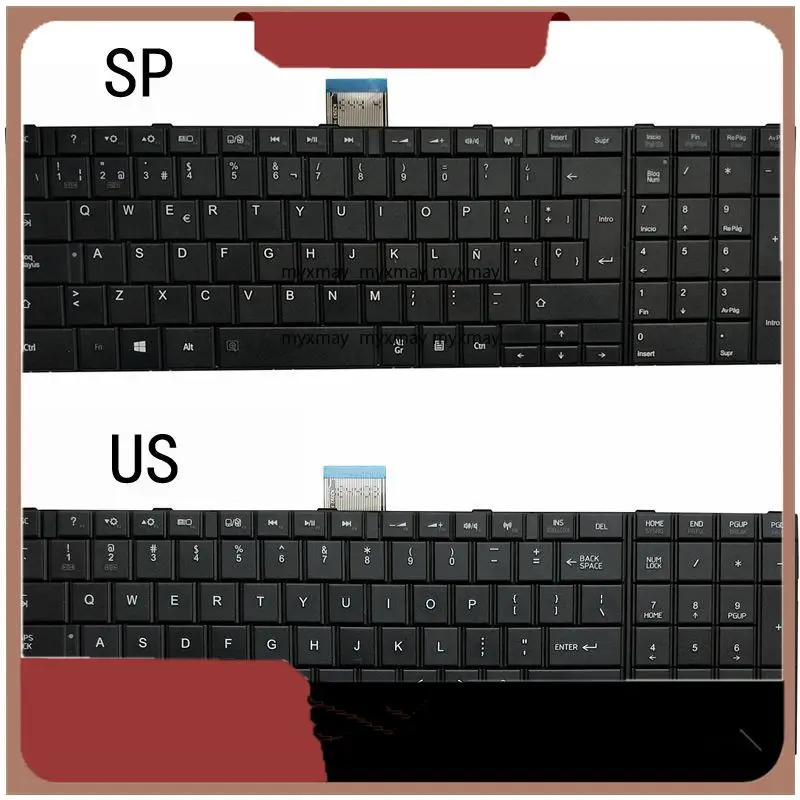 

US/SP KEYBOARD FOR Toshiba Satellite C850 C855D C850D C855 C870 C870D C875 C875D L870 L875 L875D L850 L850D P850 L855 L850 T02B