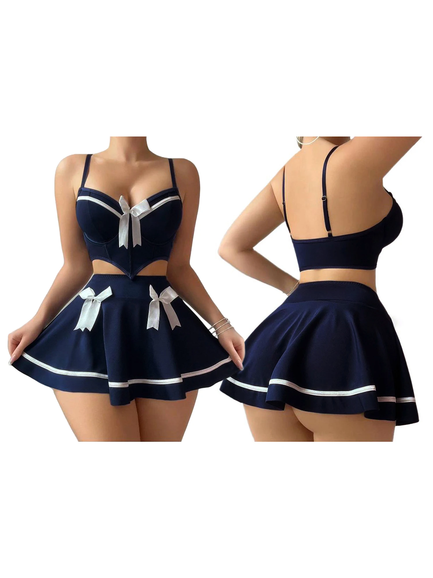 Conjunto de lencería de encaje sexy Bralette de tiras con bragas de cintura alta y liguero Ropa de dormir íntima para mujer