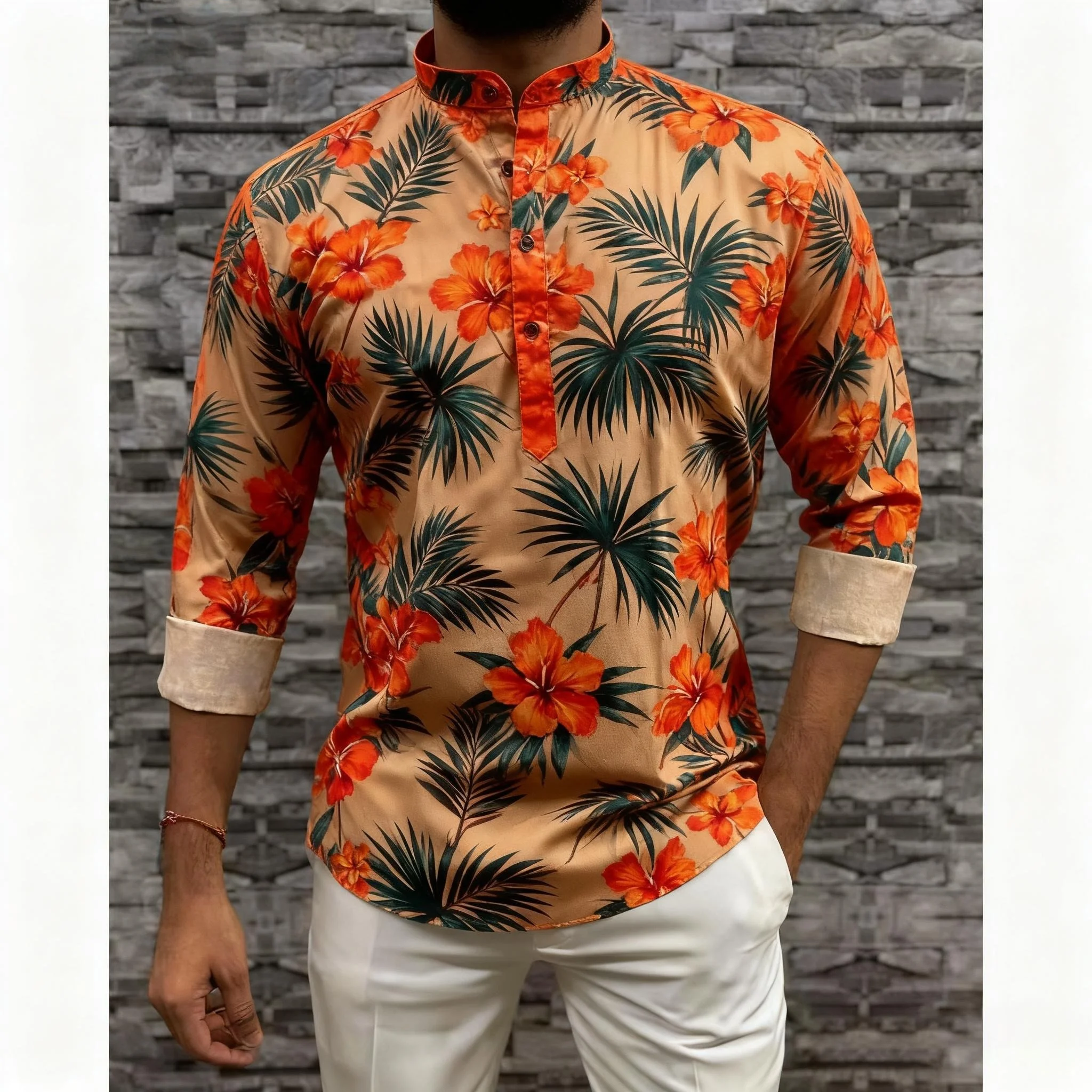 Men Loose Muslim Shirt Spring Stand Casual Shirts Kaftan Long Sleeve Thobe Shirt Clothes Abaya Islamic Islamic Clothing For Men