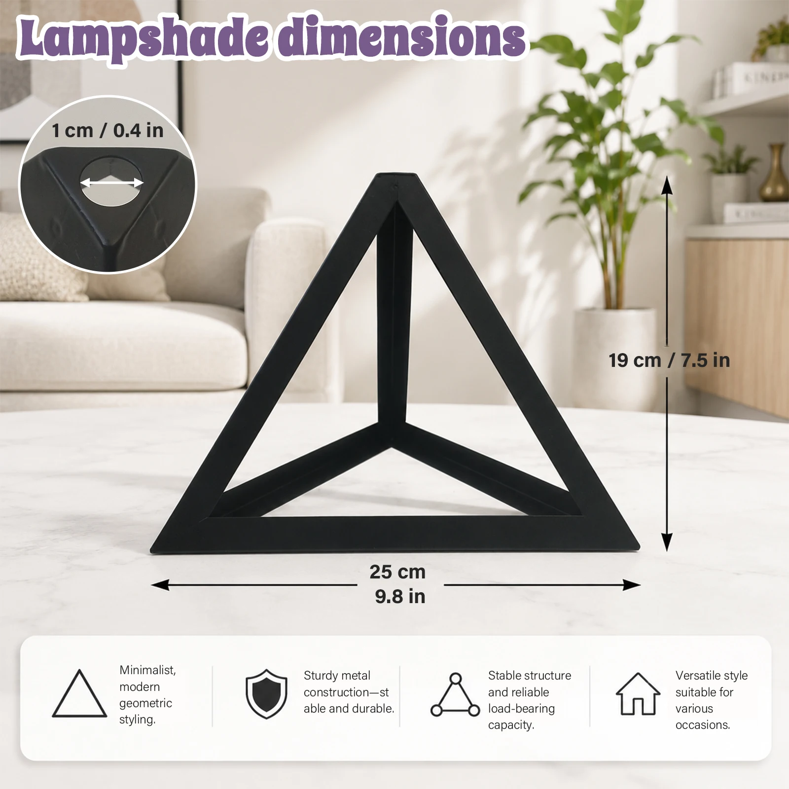 Industrial Lamp Shade Replacement, Black Triangle Pyramid Cage for Pendant Table Wall Lamp