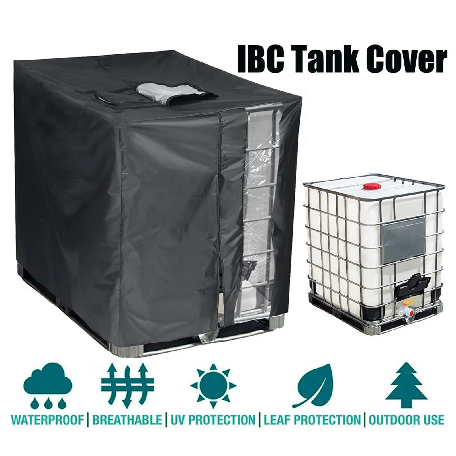 

Черная крышка для резервуара для воды IBC, тонны бочки, аксессуары, контейнер на 1000 литров, ткань Оксфорд, водонепроницаемая, Пыленепроницаемая