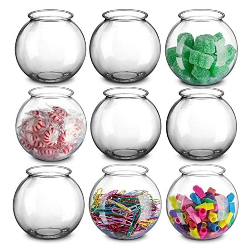 16 Oz Plastic Fish Bowl 4 Inch Heavy Duty Plastic Ivy Bowls, for Candy, Centerpieces and Party Decoration Supplies, BPA-Free