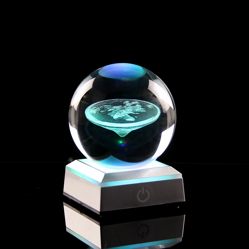 Modelo de avión de la tierra, bola de cristal con Base LED de colores, luz nocturna, recuerdo, regalos de cumpleaños, adorno de decoración del hogar