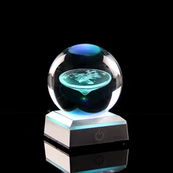 Modelo de avión de la tierra, bola de cristal con Base LED de colores, luz nocturna, recuerdo, regalos de cumpleaños, adorno de decoración del hogar y oficina