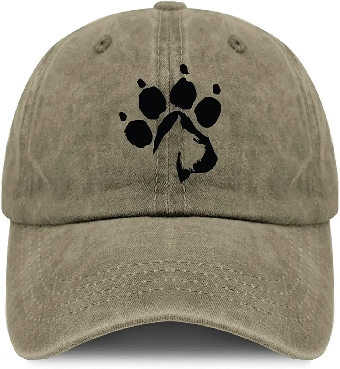 Schnauzer Paw Print Baseball Cap Vintage Washed Dog Owner Adjustable Dad Hats for Men Cotton Tennis Hat Dog Lover Gifts