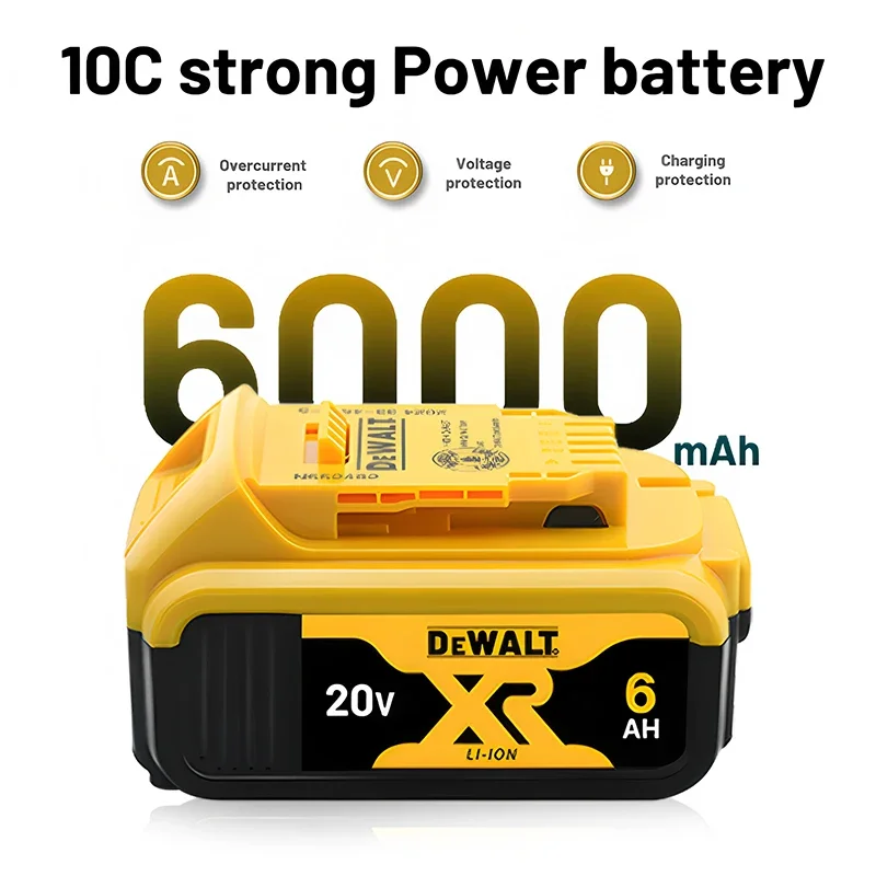 100% بطارية ديوالت الأصلية 20 فولت ، 6AH بطارية ليثيوم أيون قابلة للشحن DCB115DCB118,18 فولت 20 فولت ، DCB1104 شاحن بطارية أداة ديوالت