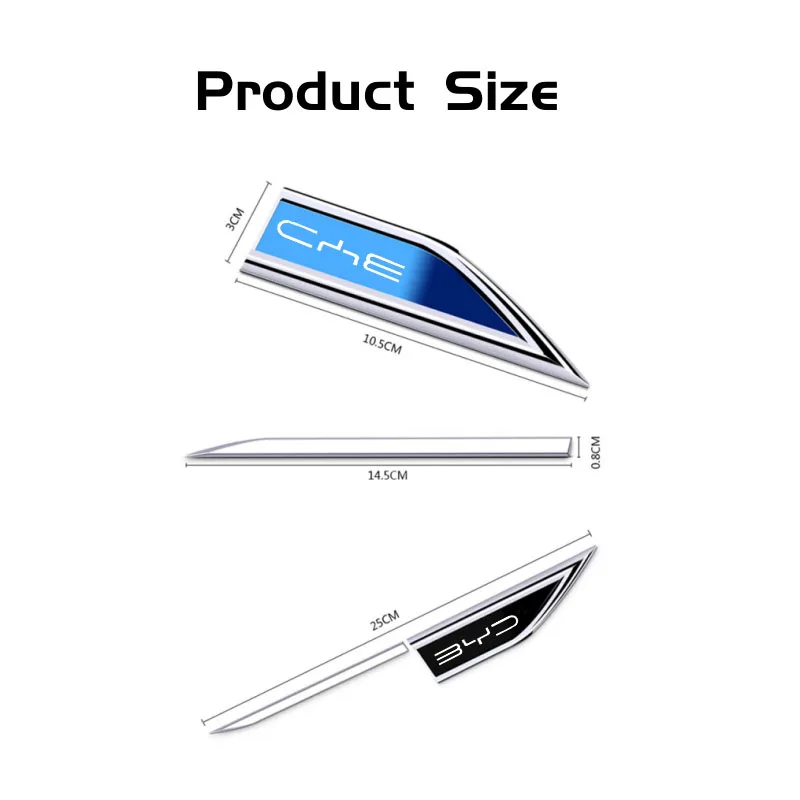 2Pcs Car Door Side Fender Blade Logo Emblem Badge Decal Sticker For BYD G3 F3 F0 S7 E5 E6 Tang Yuan Atto3 Song Auto Accessories