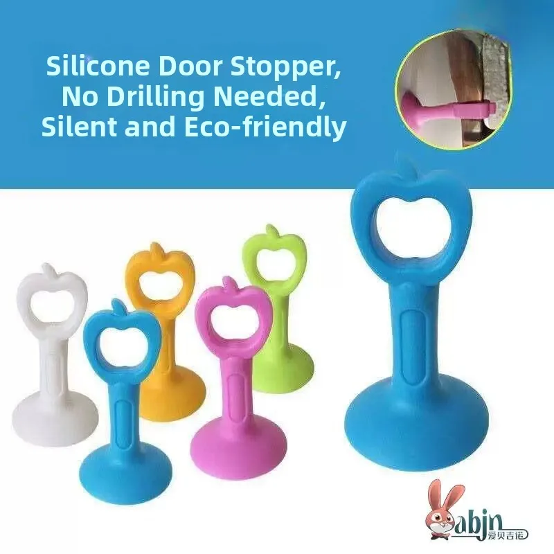 Silicone Door Hanger No Drilling Bathroom Door Stop Window Door Handle Suction Cup Anti Collision Pad ABEYINUOR Love Beige No