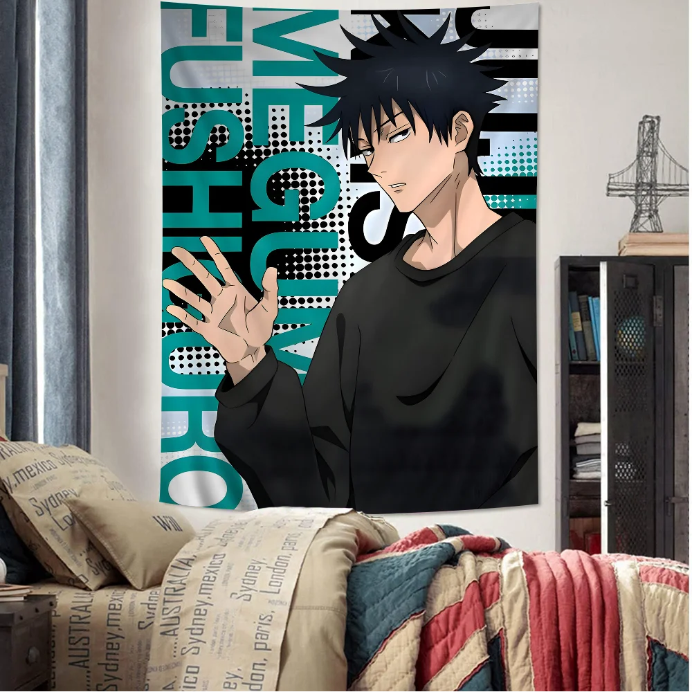 Fushiguro Megumi Anime Tapestry Hanging Tarot Hippie Wall Rugs Dorm Wall Hanging Sheets