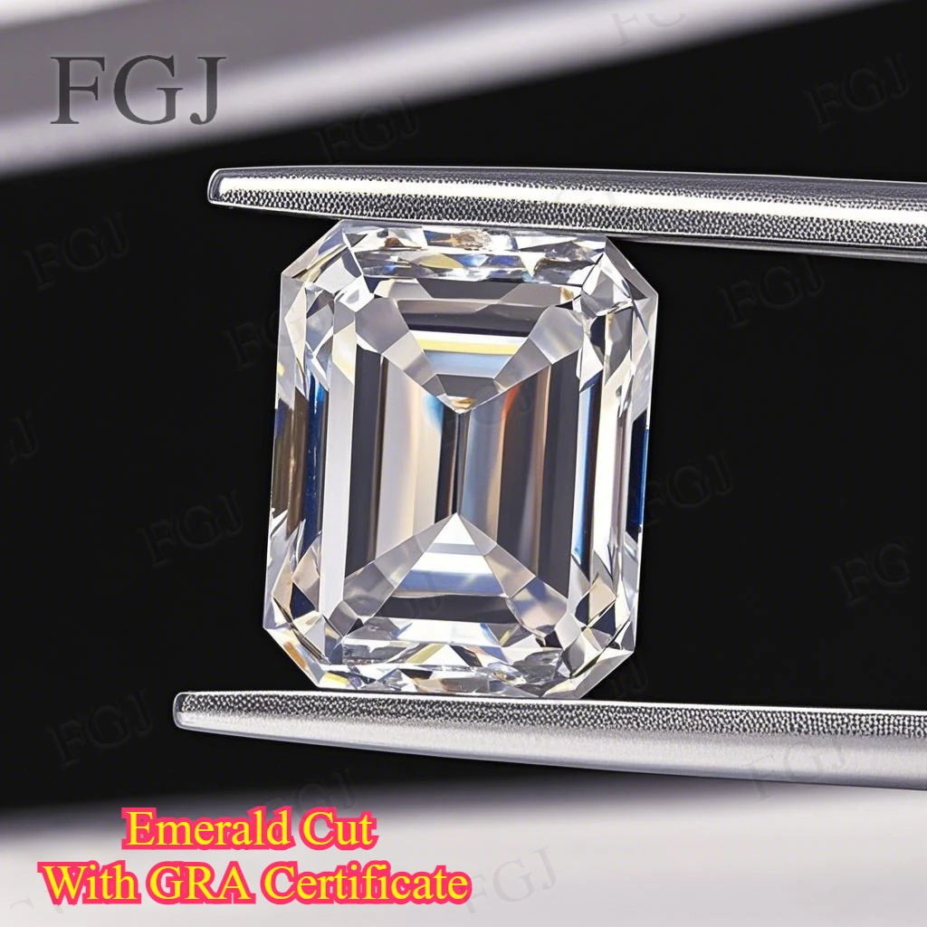 

Pure White Emerald Cut 100% Moissanite Stone Loose Gemstones Beads With GRA Pass Diamond Tester for Anniversary Gift Jewelry DIY