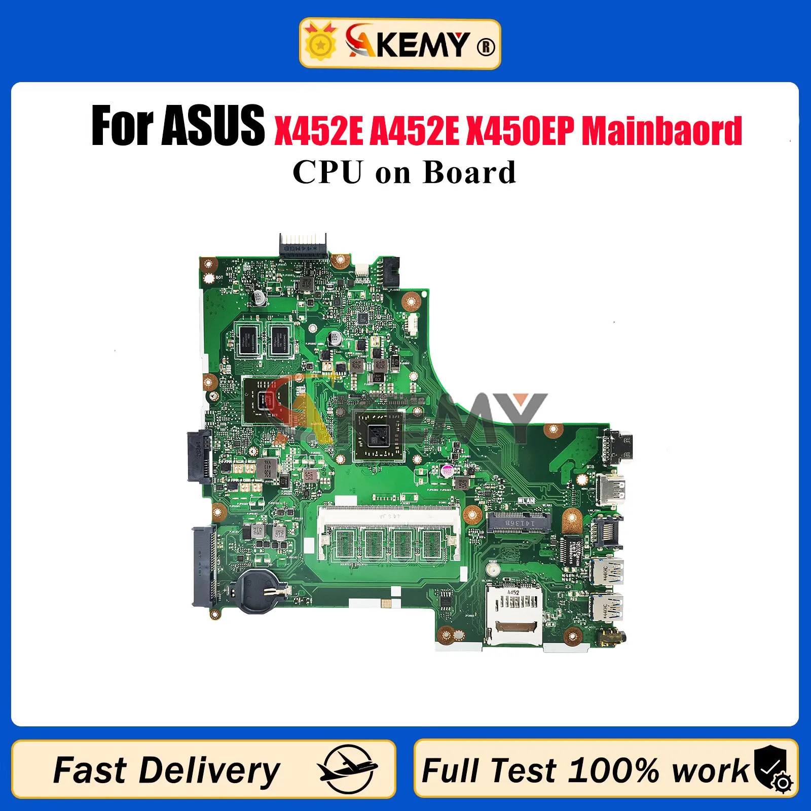 

X450EP Laptop Motherboard For ASUS VivoBook X450E X452E A452E X450EP Notebook Mainboard With CPU 100% tests OK fast shipping stk