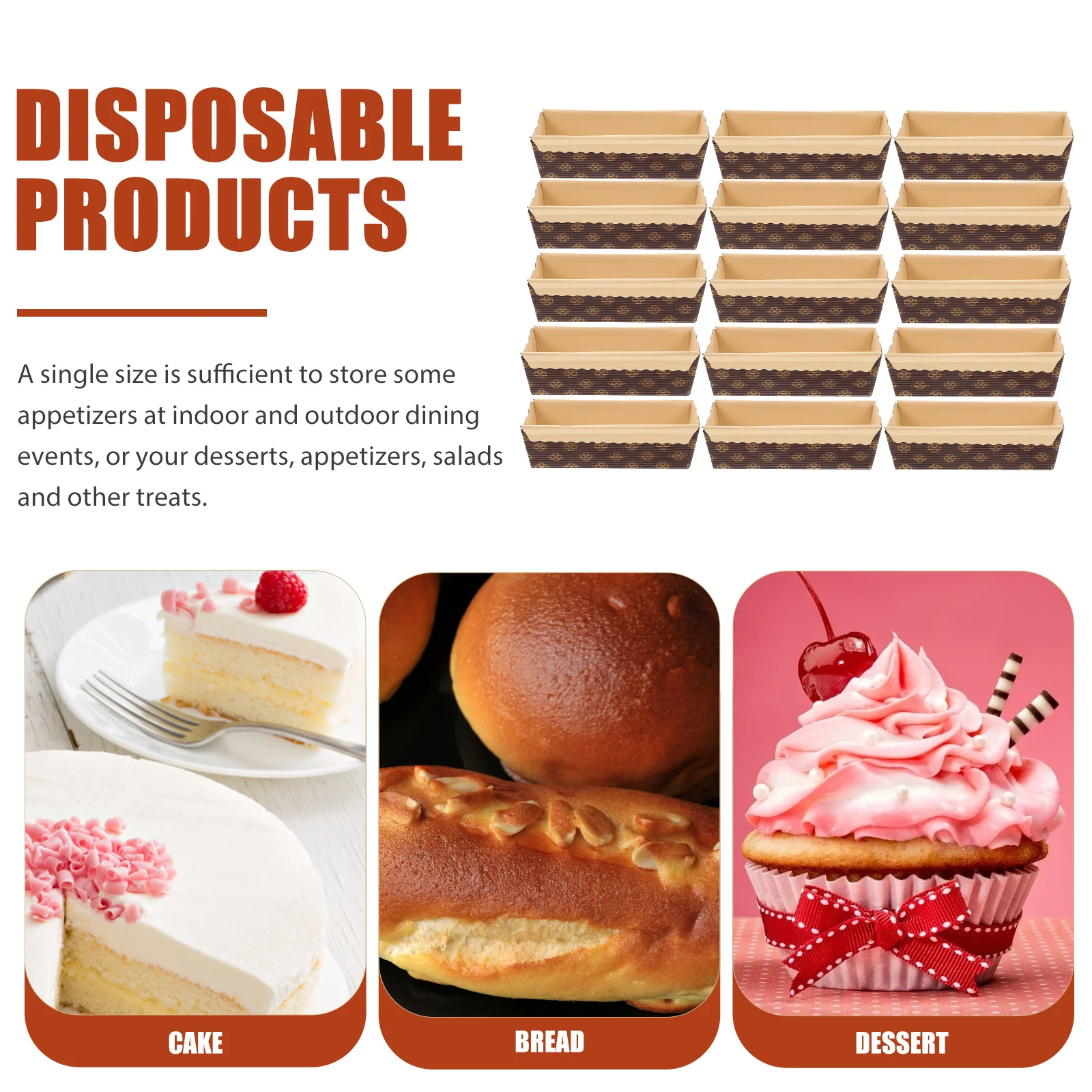 25 Pcs Paper Tray Loaf Pans for Baking Cake Trays Liners Bread Mousse Cups Molds